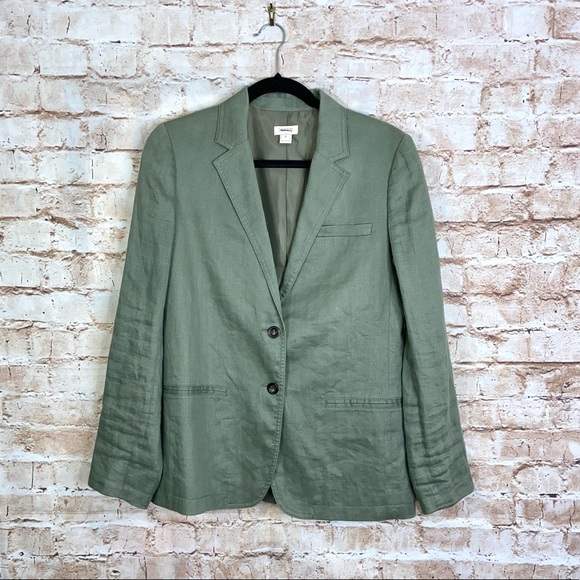 J. Crew Factory Jackets & Blazers - J Crew Factory Sage Green Linen Blazer Size 8